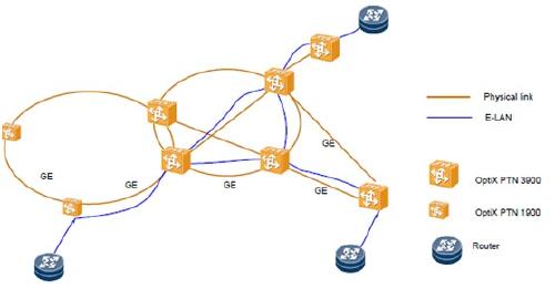 OptiX PTN1900在專網(wǎng)業(yè)務(wù)傳送業(yè)務(wù)上的組網(wǎng)應(yīng)用